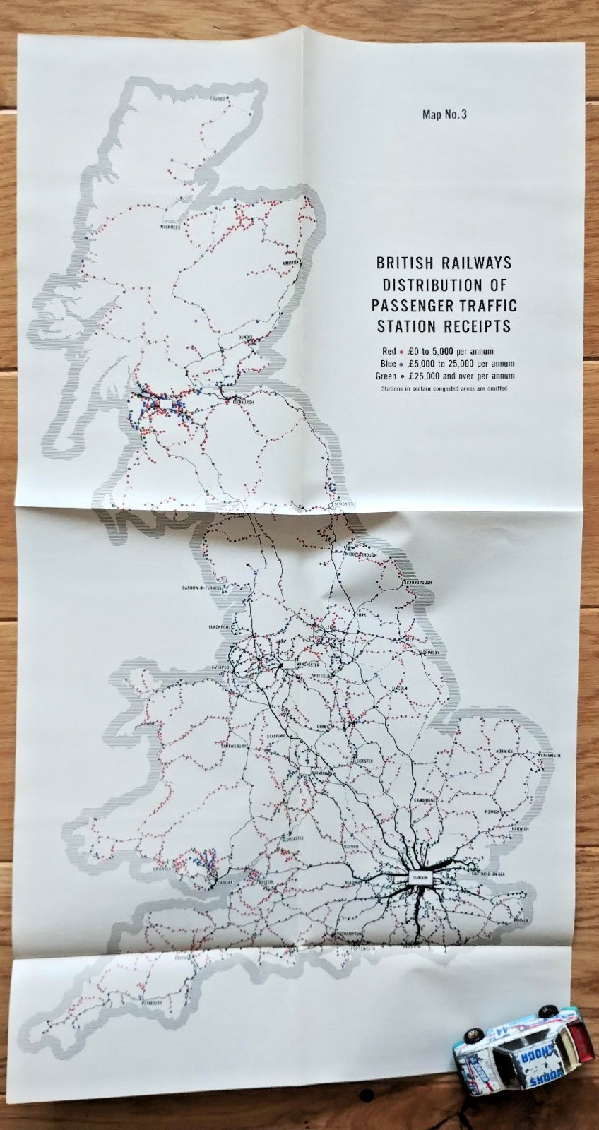Distribution of Passenger Traffic Receipts – Vintage 1963 British Railways Map