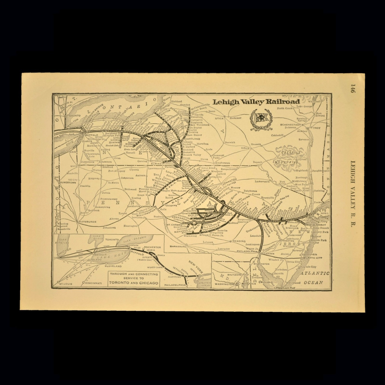 Vintage LEHIGH VALLEY Railroad Map Railway Bethlehem Allentown Pennsylvania