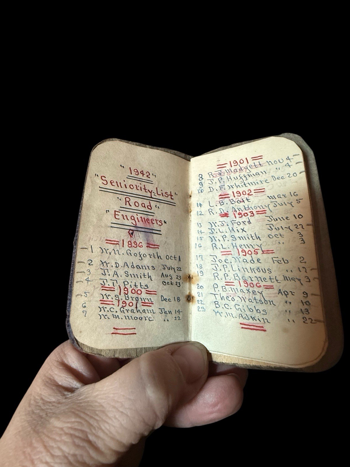 RARE 1940’s Railroad Map & Engineer/Fireman Senority List 1896-1942