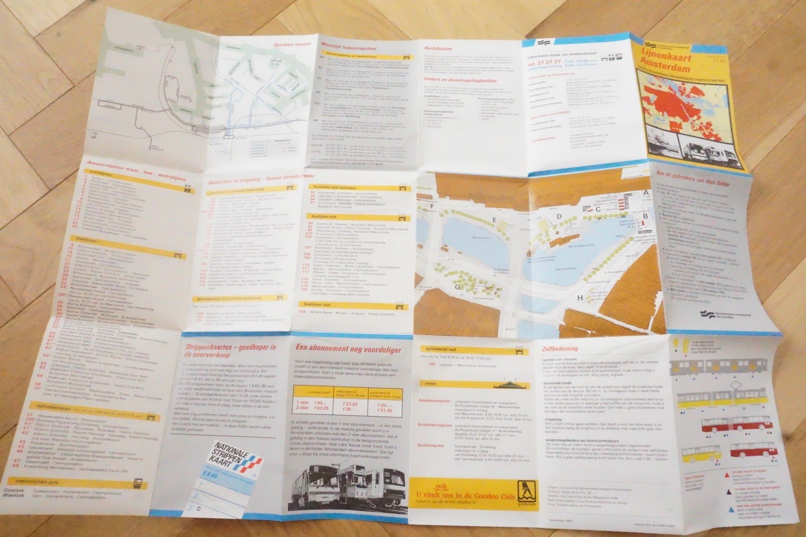 Sept 1987 Amsterdam Netherlands GVB Bus Tram Route Map