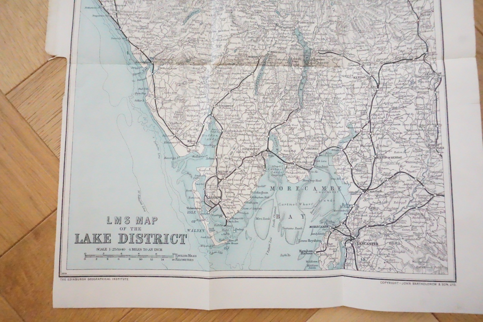 LMS Lake District Railway Map 37cm x 30cm