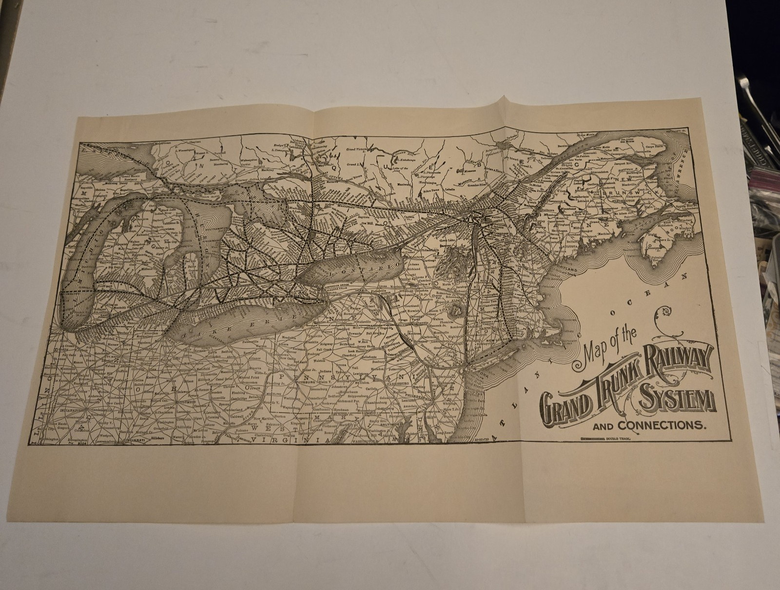1910 Grand Trunk Railway System & Connections Map 3024 Original Northeast US