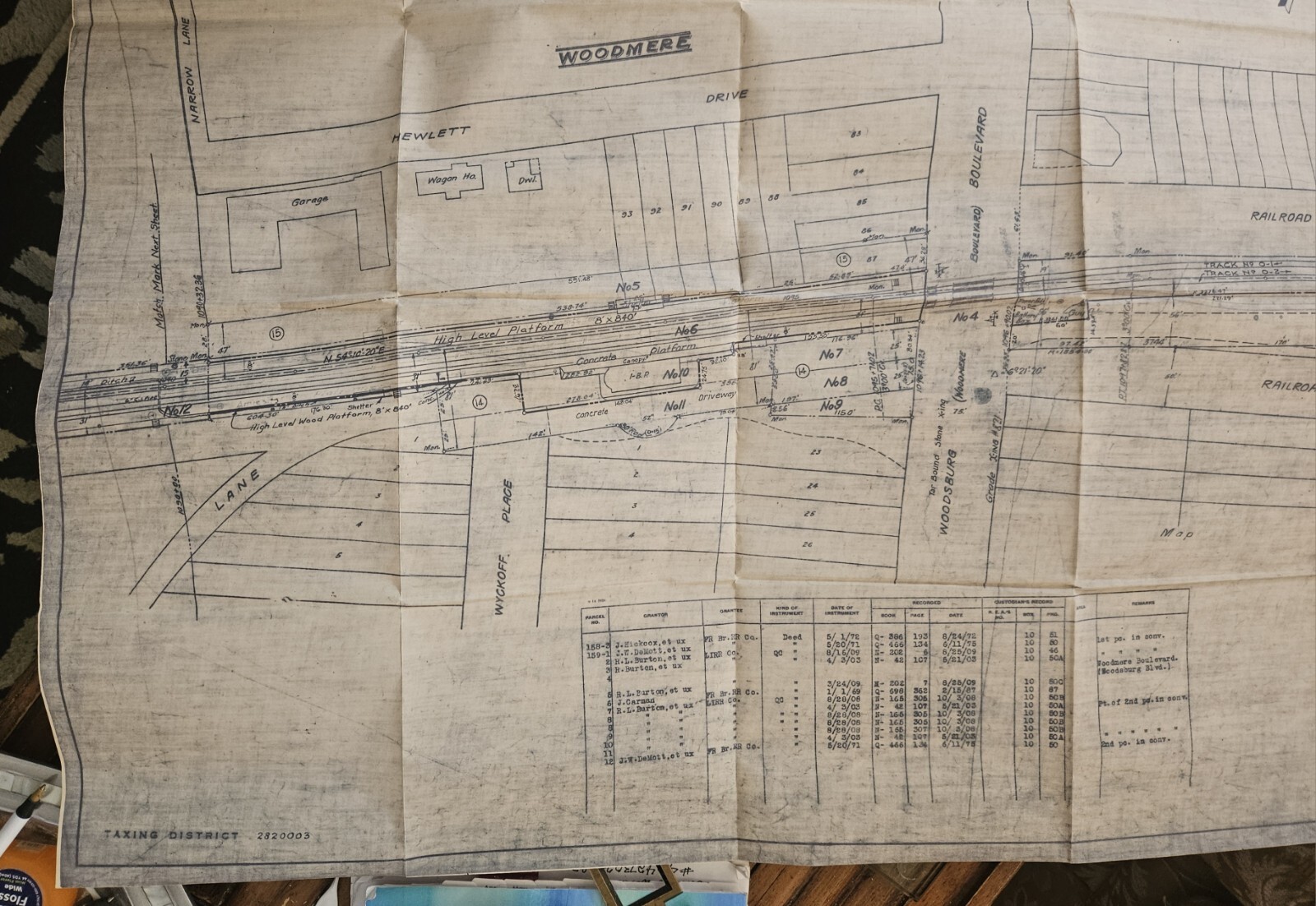 1920-67 Long Island Rail Road map Woodmere Right-of-Way 5 TOWNS LIRR Blue 24×56