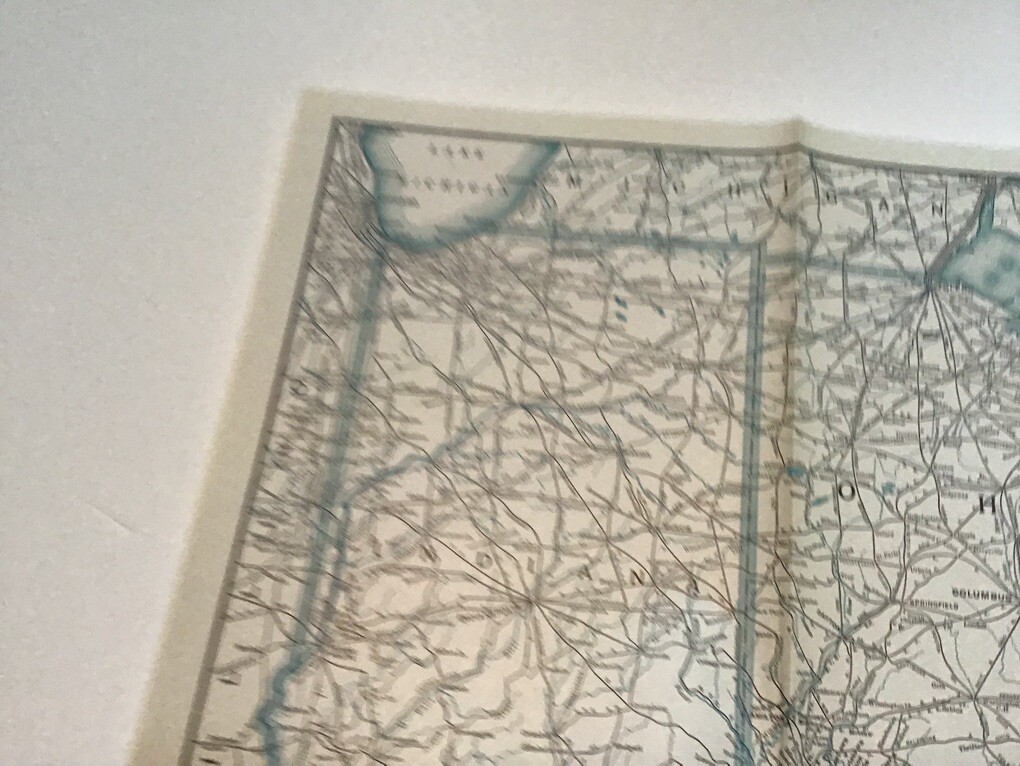 vintage railroad map: 33×22″ NORFOLD & WESTERN Railway dec 31, 1952