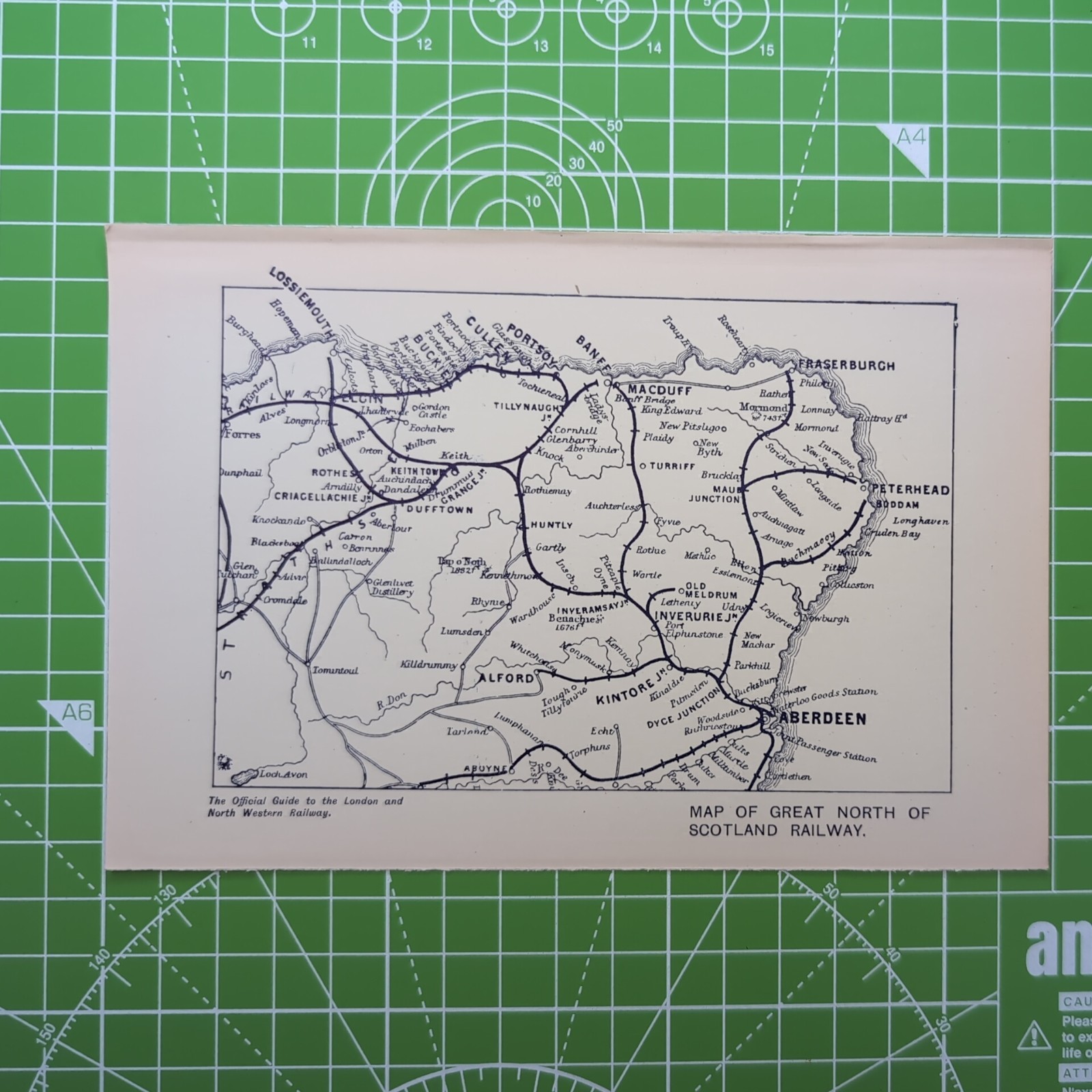 Original 1912 LNWR Map Of Great North Of Scotland Railway
