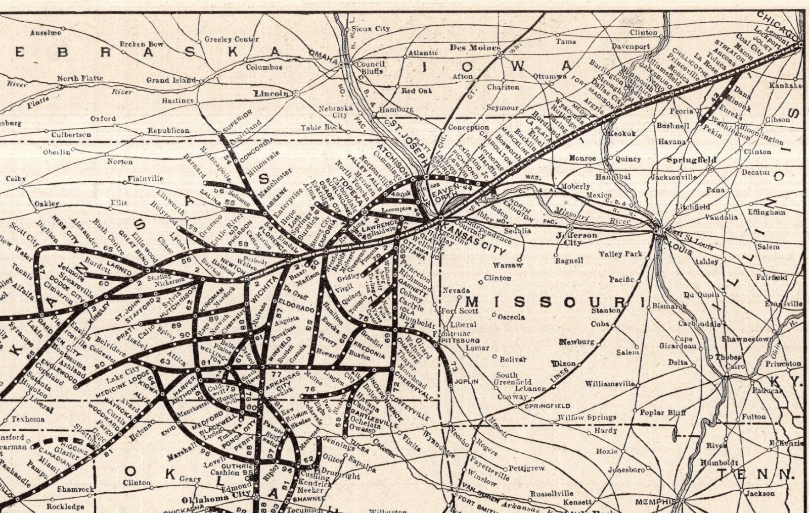 1924 Antique ATCHISON Topeka SANTA FE RAILROAD Map Vintage RAILWAY Map 2925