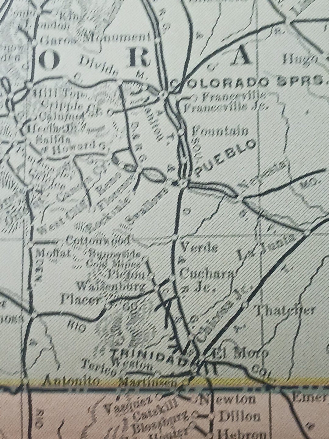 ~1906 Train Route Map COLORADO Utah ARIZONA New Mexico all Railroad Lines 11×9″