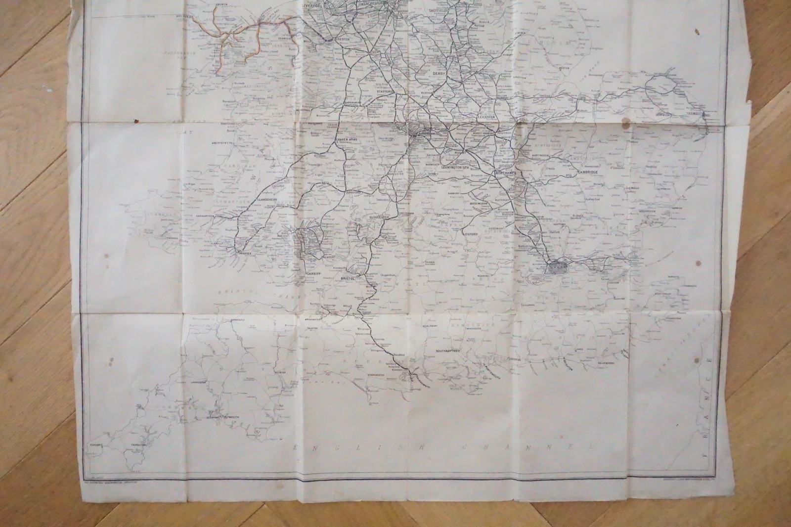 c1930s LMS Original Railway Map 69cm x 60cm