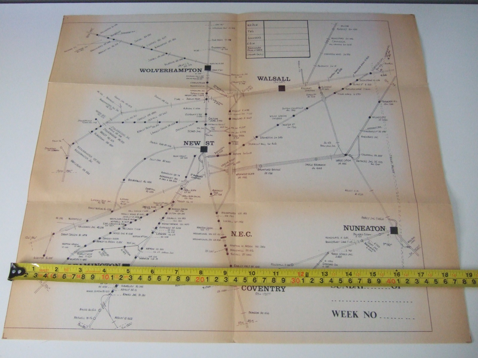 British Rail WEST MIDLANDS TRACK DIAGRAM/PATHING PLAN. 1980s. Inc Nuneaton…