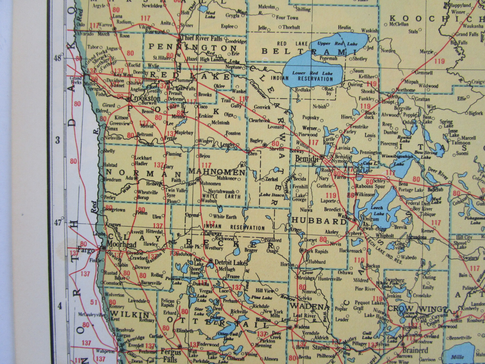 MN MI 1948 MINNESOTA RAILROAD Map. DULUTH & NORTHEASTERN RR ~or~ MICHIGAN