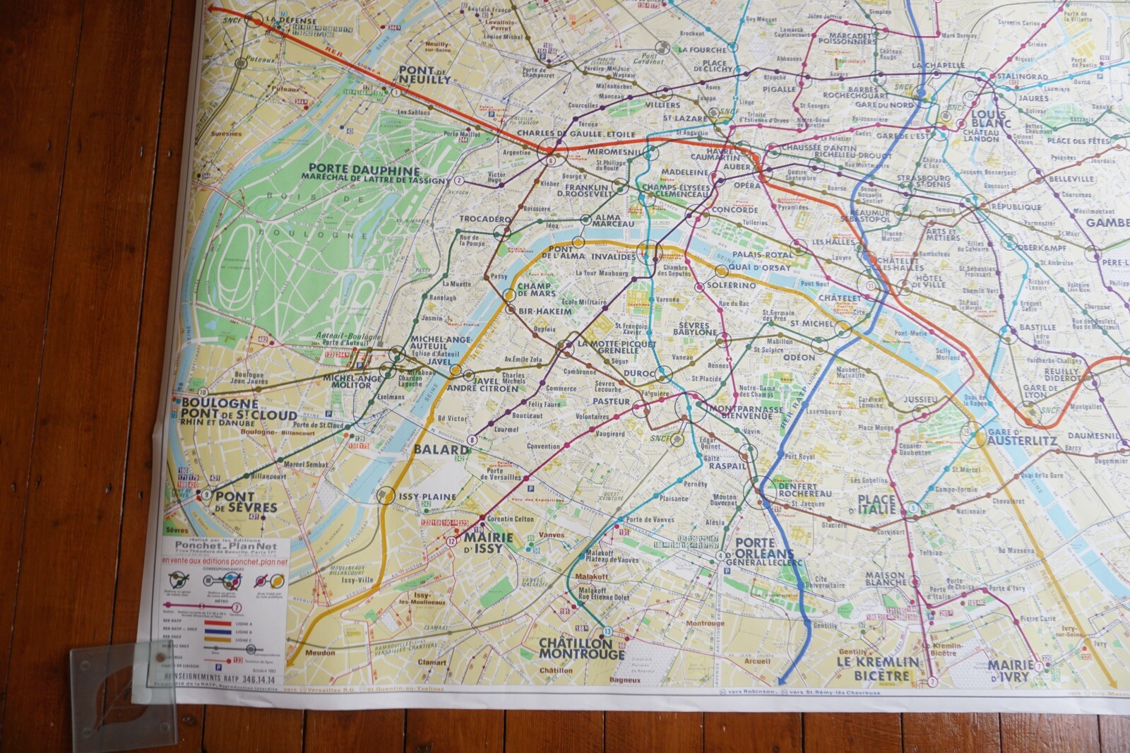 1983 France RATP Metro Underground Tube Map Railway Quad Poster