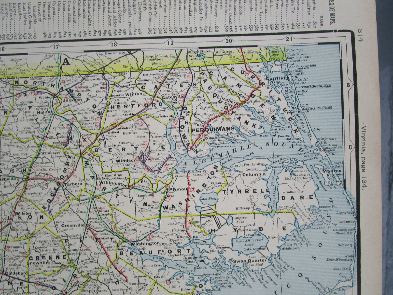 NC SC 1903 EASTERN NORTH / SOUTH CAROLINA Cram INTERURBAN + STEAM RAILROADs Map.