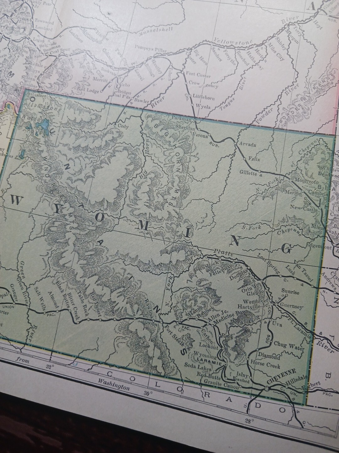 1904 dated Railroad Map MONTANA IDAHO WYOMING All Lines & Train Routes 11″x9″