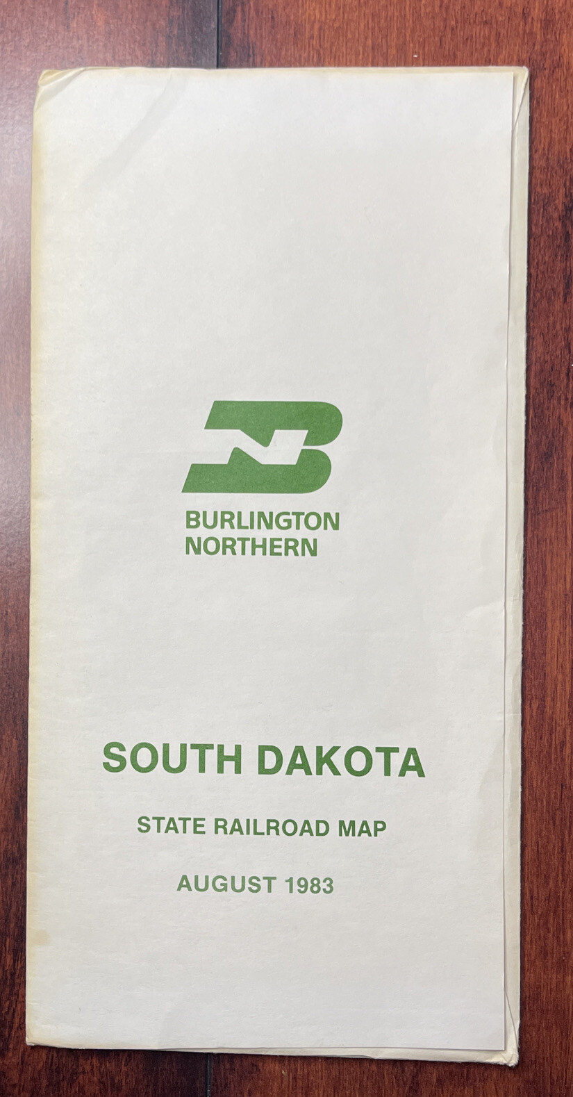 Burlington Northern Railroad 1983 South Dakota State Railroad Map in sleeve PR1