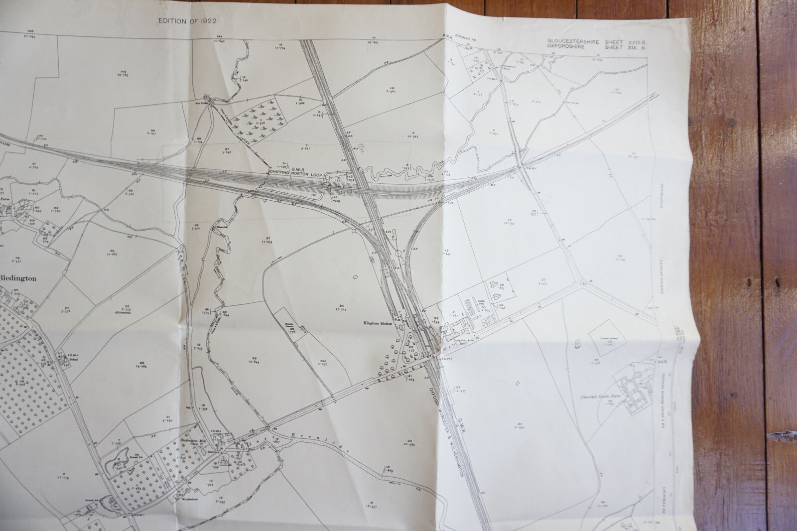1922 Kingham GWR Chipping Norton Gloucester Railway OS Railway Map