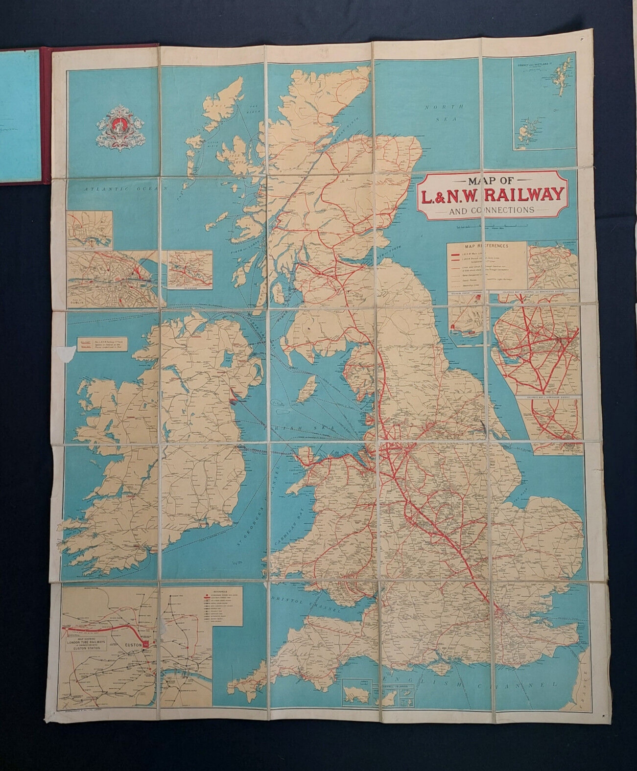 L&NWR LONDON & NORTH WESTERN RAILWAY Co MAP OF THE BRITISH ISLES c1910 ORIGINAL