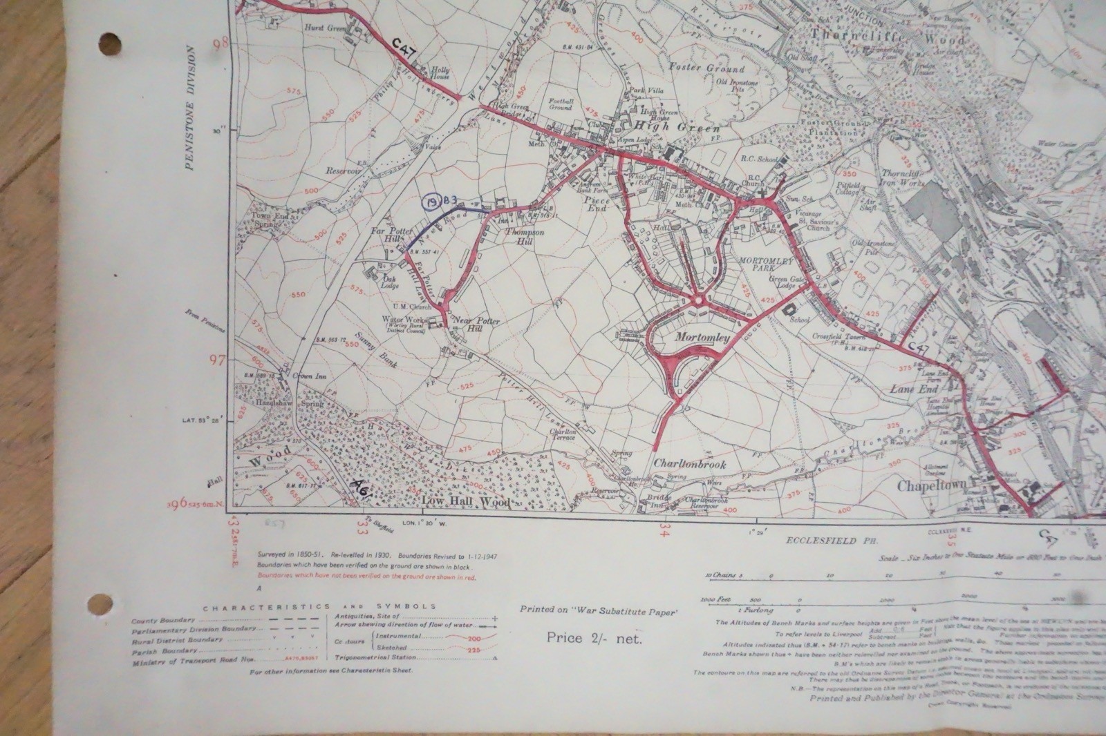 1938 Tankersley Chappletown Yorkshire LMS Railway OS Linen Map Ref 59 *