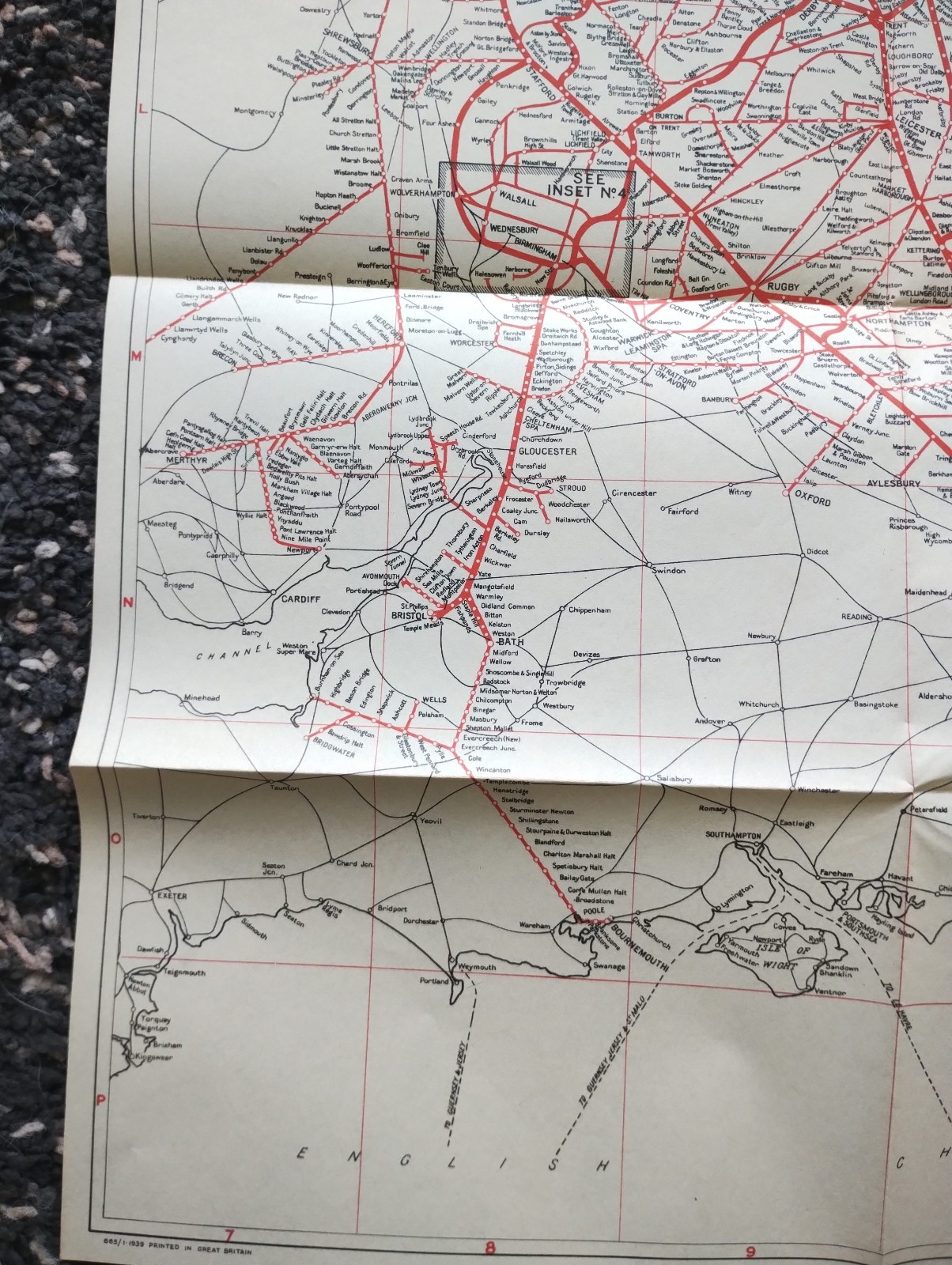 1939 London Midland and Scottish Railway Map showing Lines in England