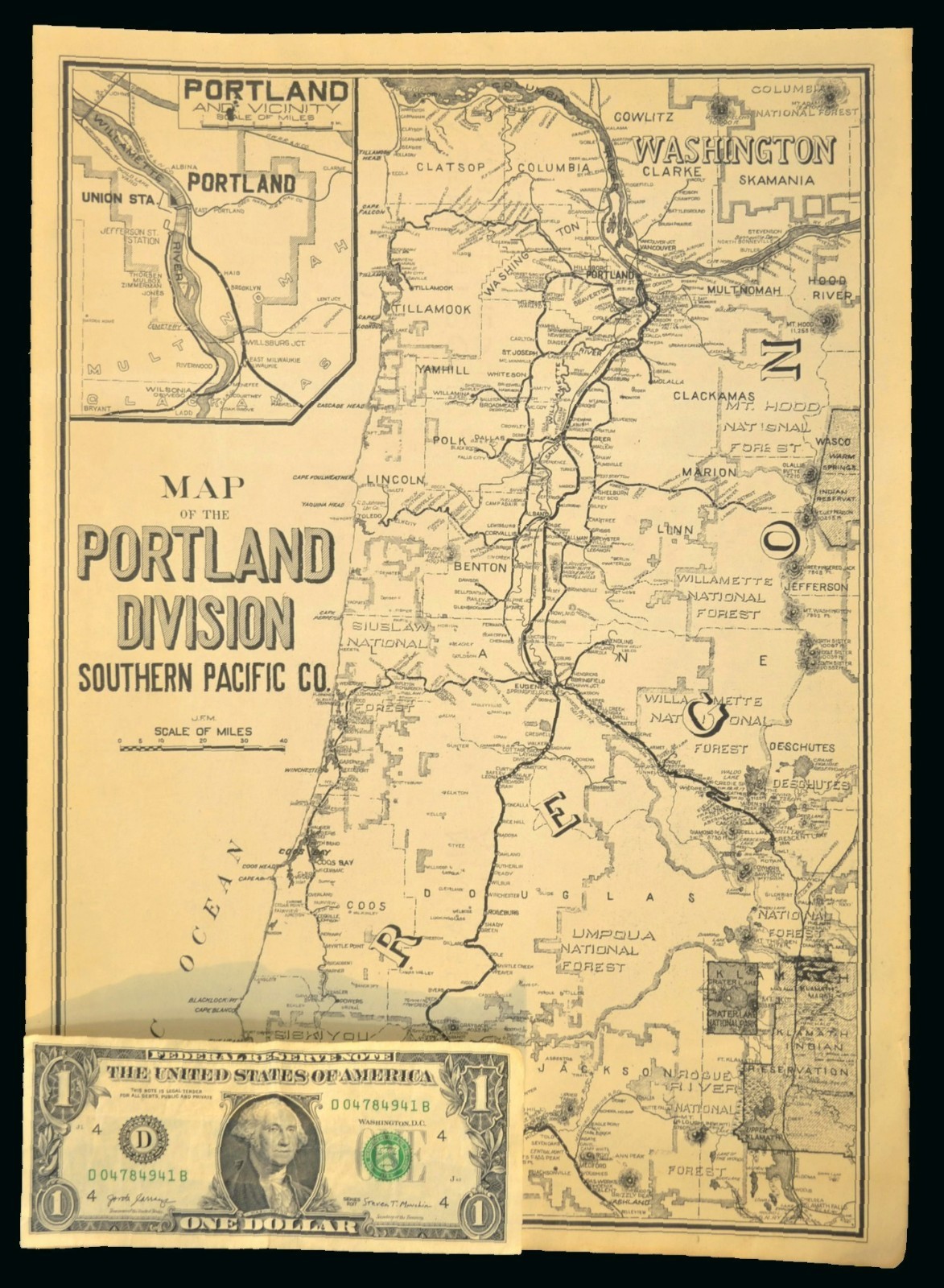Southern Pacific Railroad Map Portland Division Red Electric Lines Shasta Route