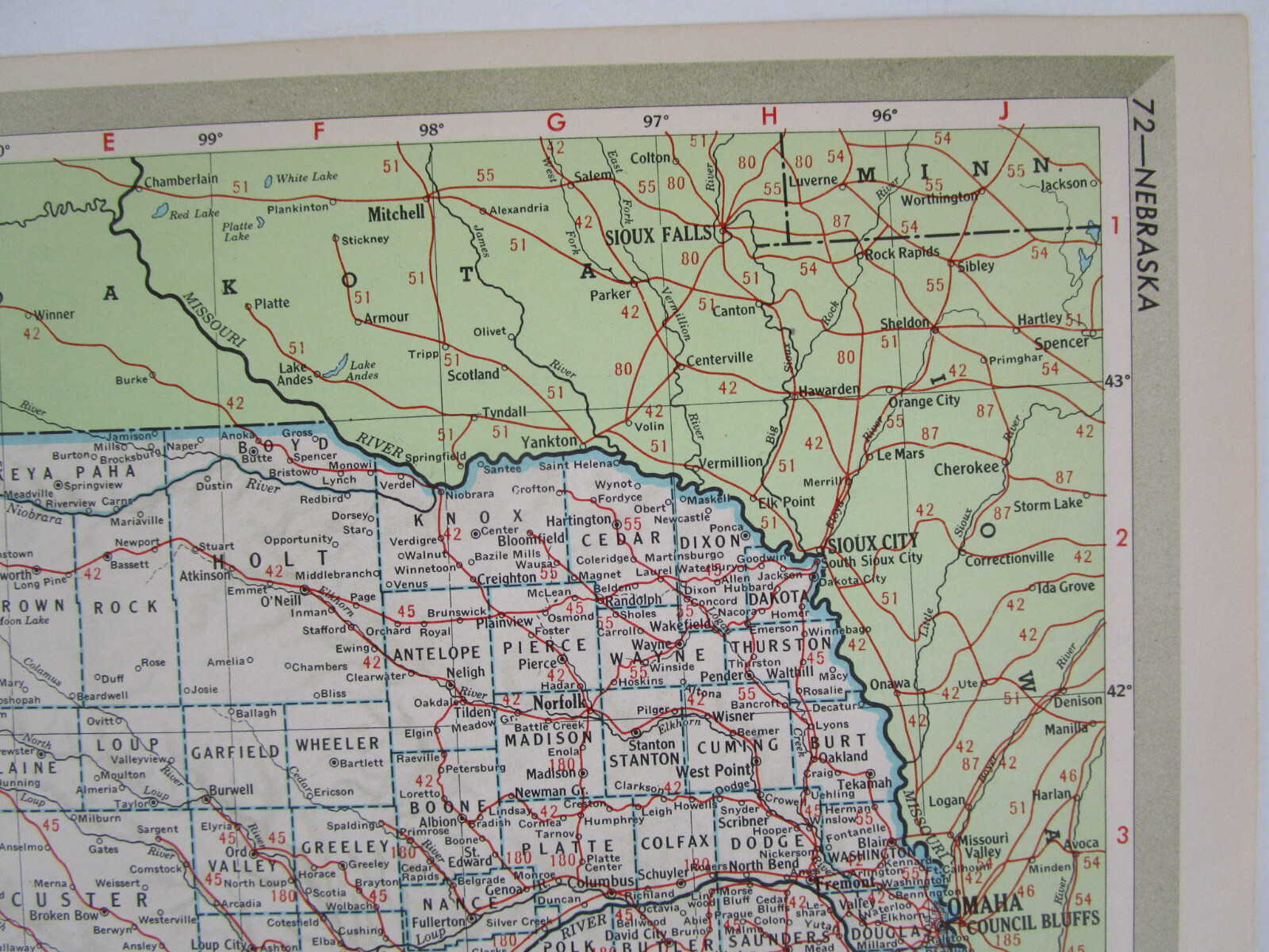 MT NE Mid Century 1950 MONTANA RAILROAD Map. ~or~ NEBRASKA