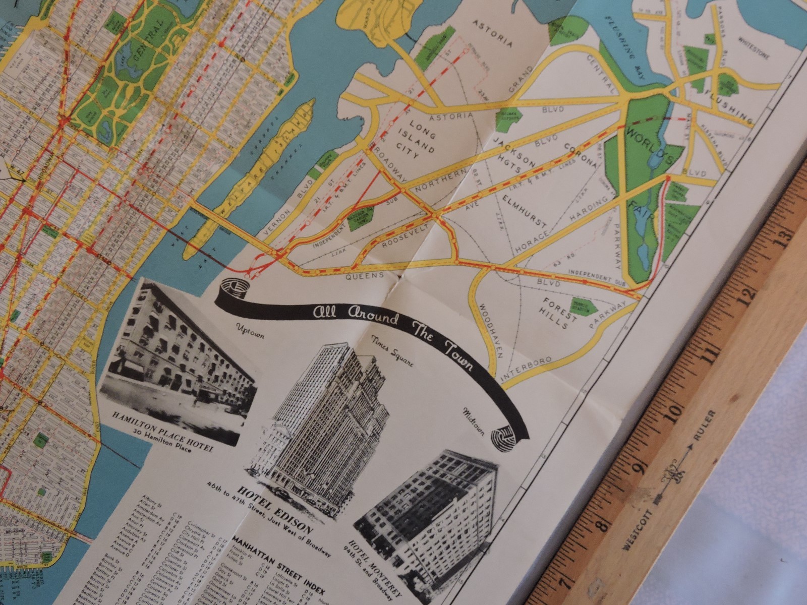 Rare 1939 New York City NYC 12×18.5 Nostrand Subway Map