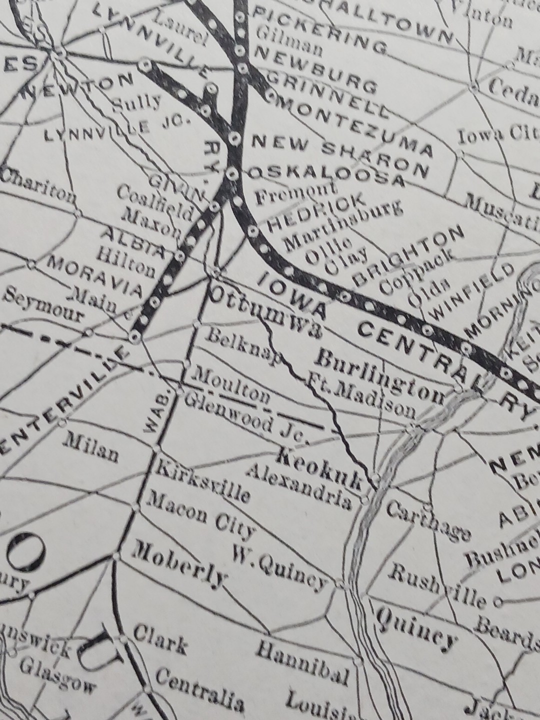 ~1904 Train Route Map IOWA CENTRAL RAILWAY all Railroad Lines Marked Vintage Map
