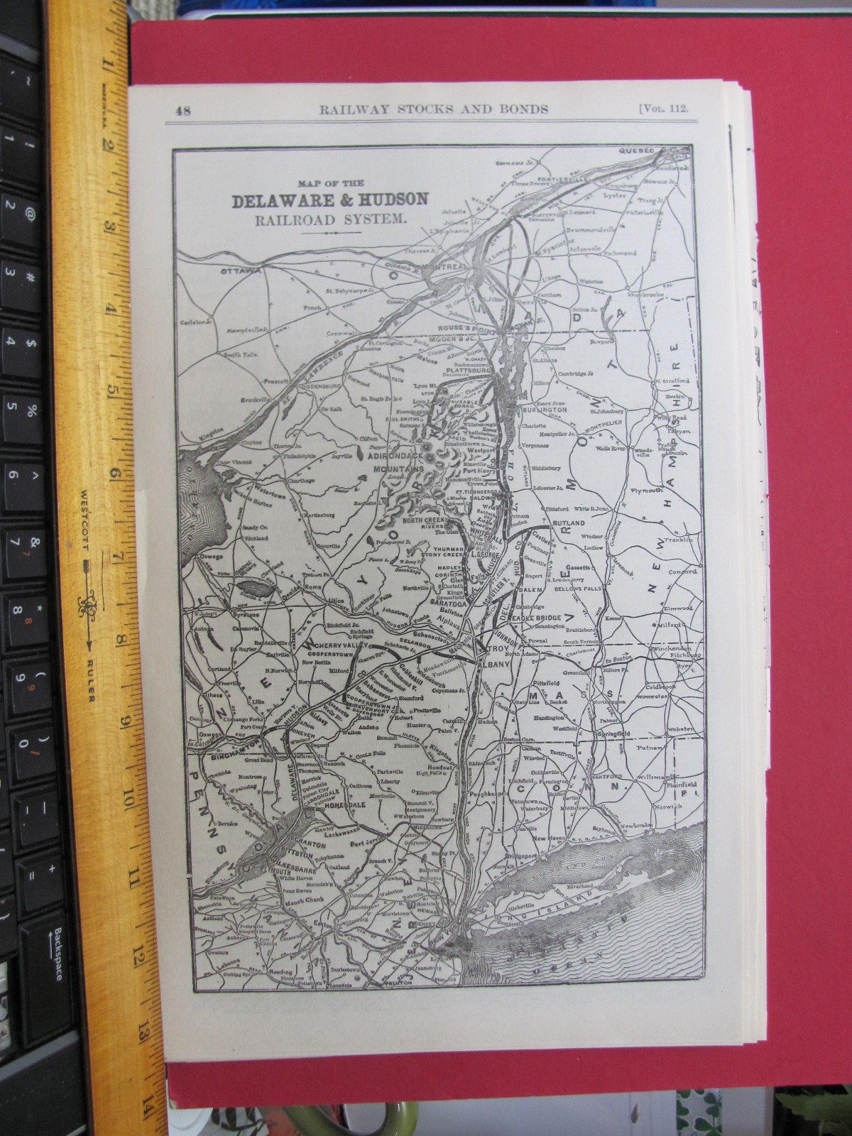 DELAWARE & HUDSON RAILROAD MAY 1921 SYSTEM ROUTE MAP w STATIONS CONNECTING RR’s