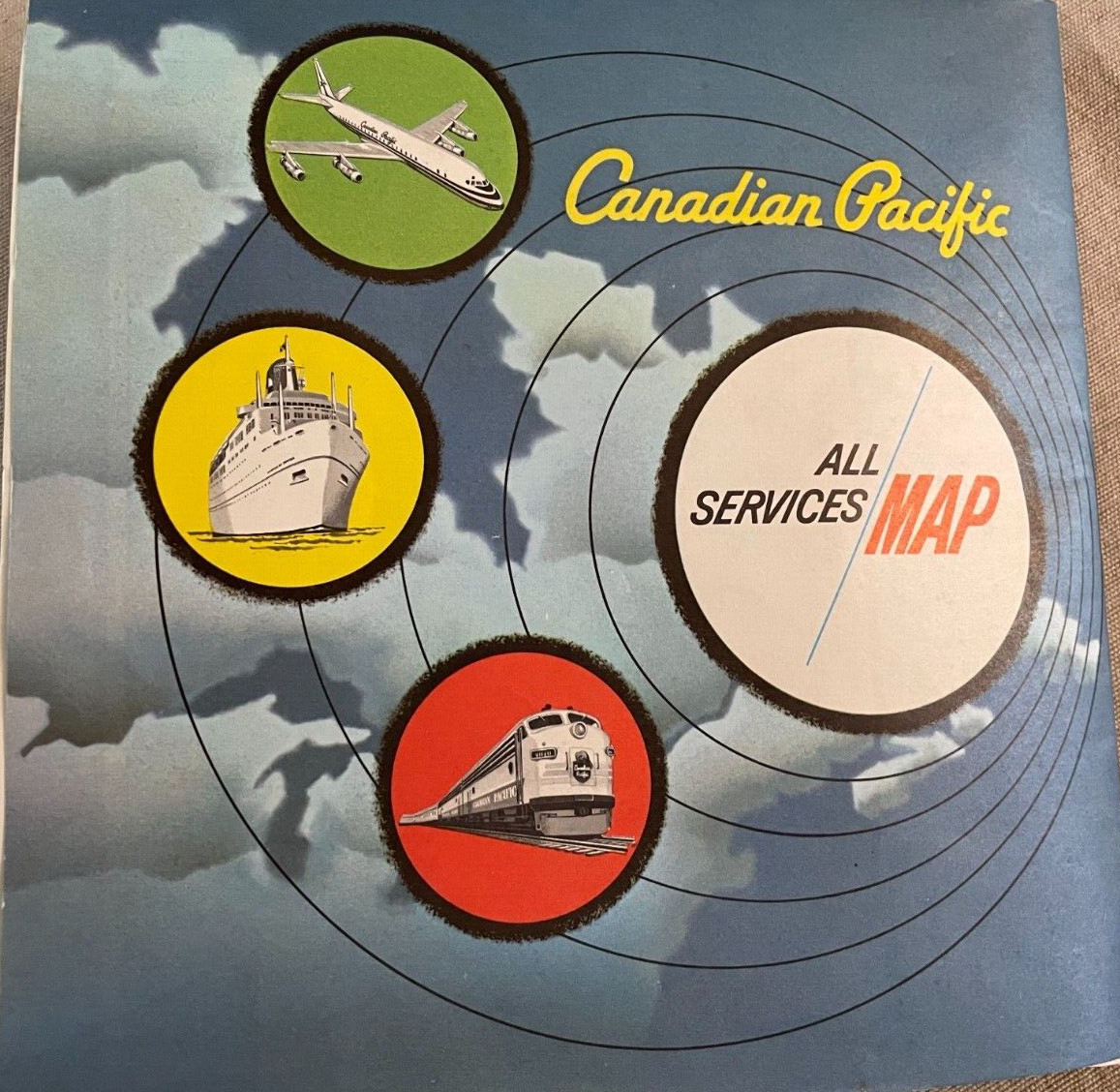 CANADIAN PACIFIC ALL SERVICES MAP, 1962 RAILWAYS, AIRLINES. VG.