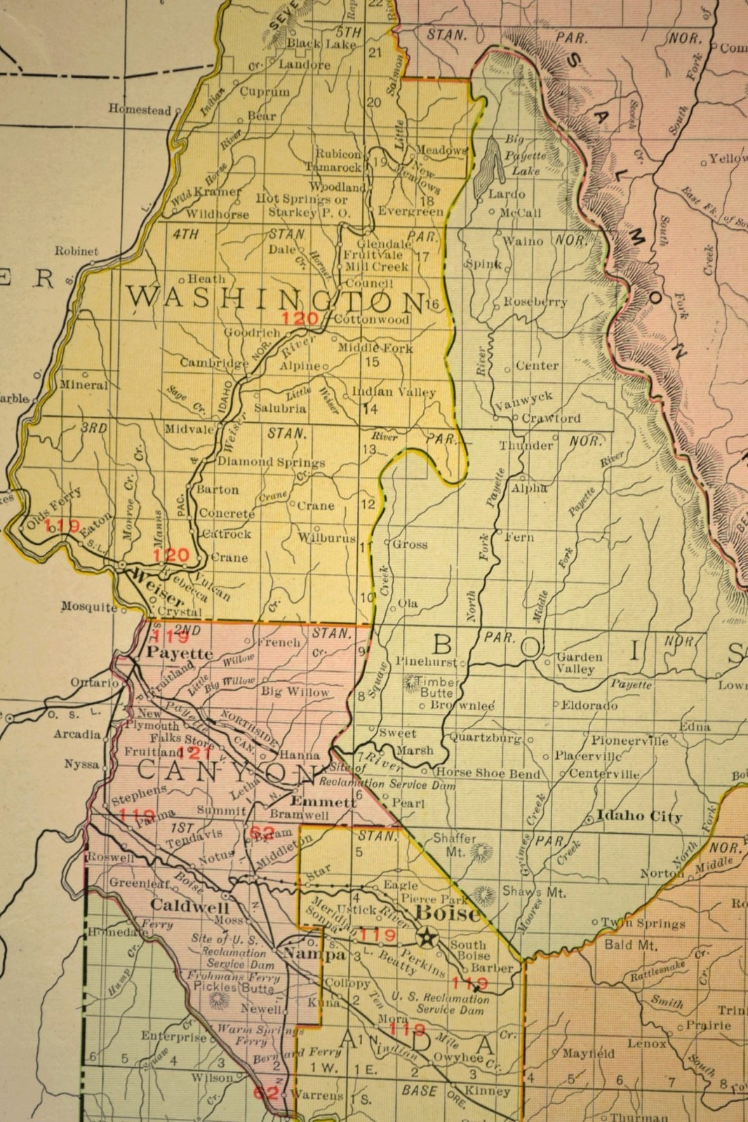 1911 Antique Map of Idaho Railroad Map ORIGINAL Atlas Map OSL RR DATED