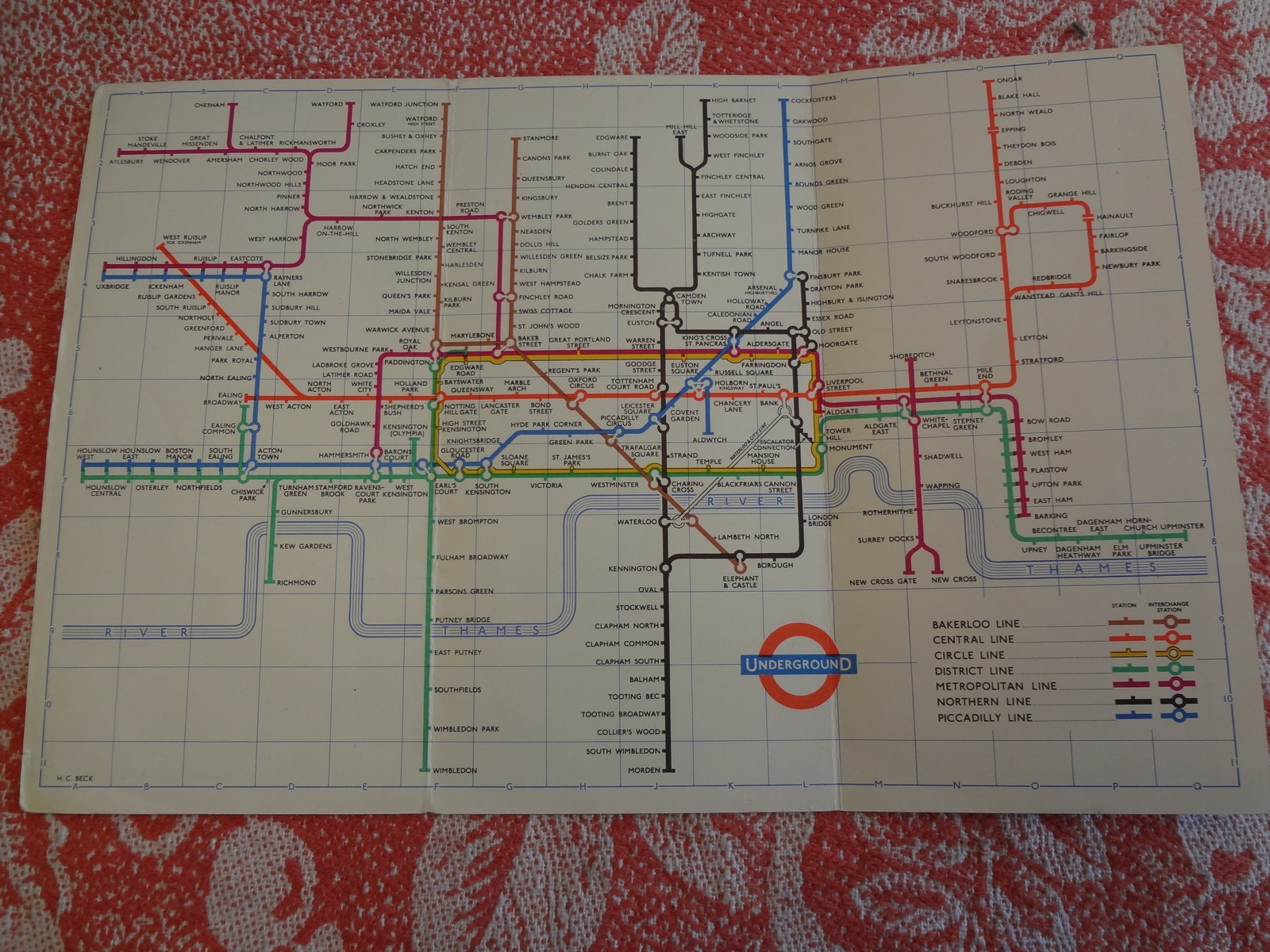 Rare 1959 London transport Subway Underground UK Map