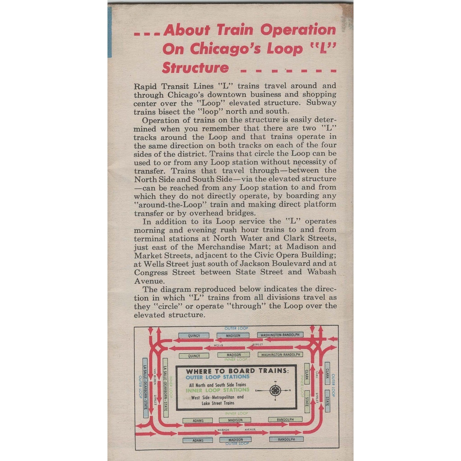 Vintage 1940s Chicago Rapid Transit Map Elevated Railroad Subway L Brochure