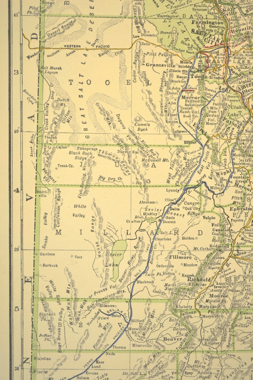 1914 Antique Map of UTAH Railroads Map ORIGINAL Atlas Denver & Rio Grande DATED