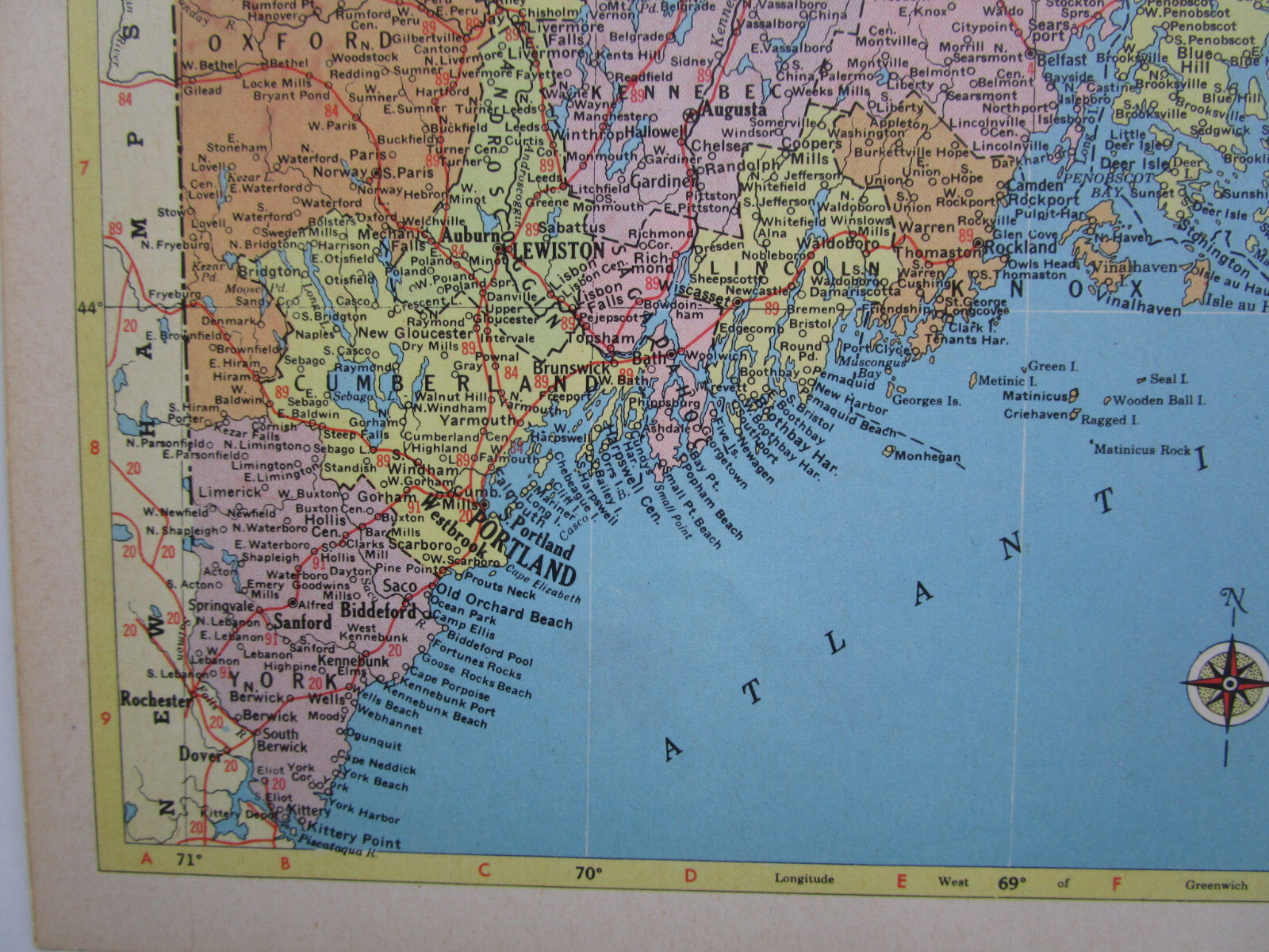 LA ME 1956 LOUISIANA RAILROAD Map. NATCHEZ URANIA & RUSTON RR ~or~ MAINE