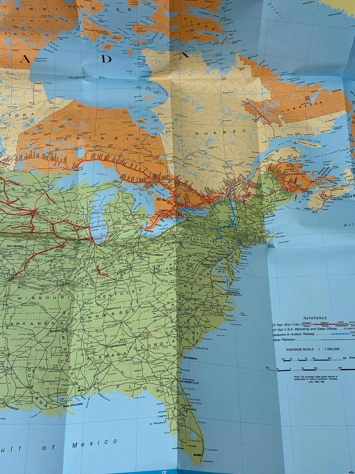 Vintage CANADIAN PACIFIC (CP) RAIL SYSTEM MAP, July 1990 Edition