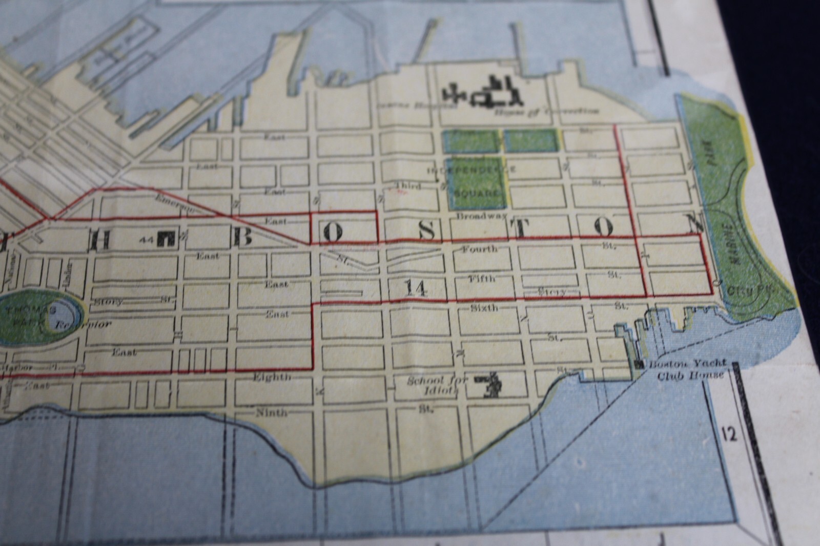 Antique Original Boston Pocket Folding Map Circa 1900