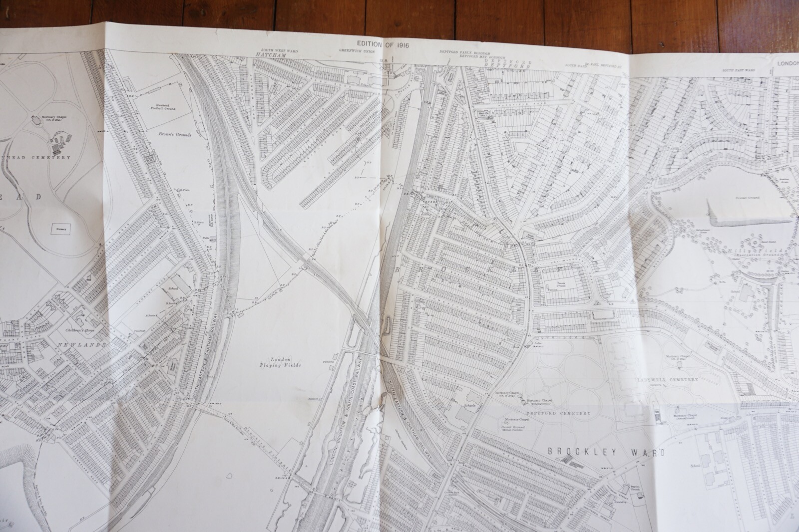 1916 Deptford Bemondsey LB&SCR SE&CR OS Railway Map