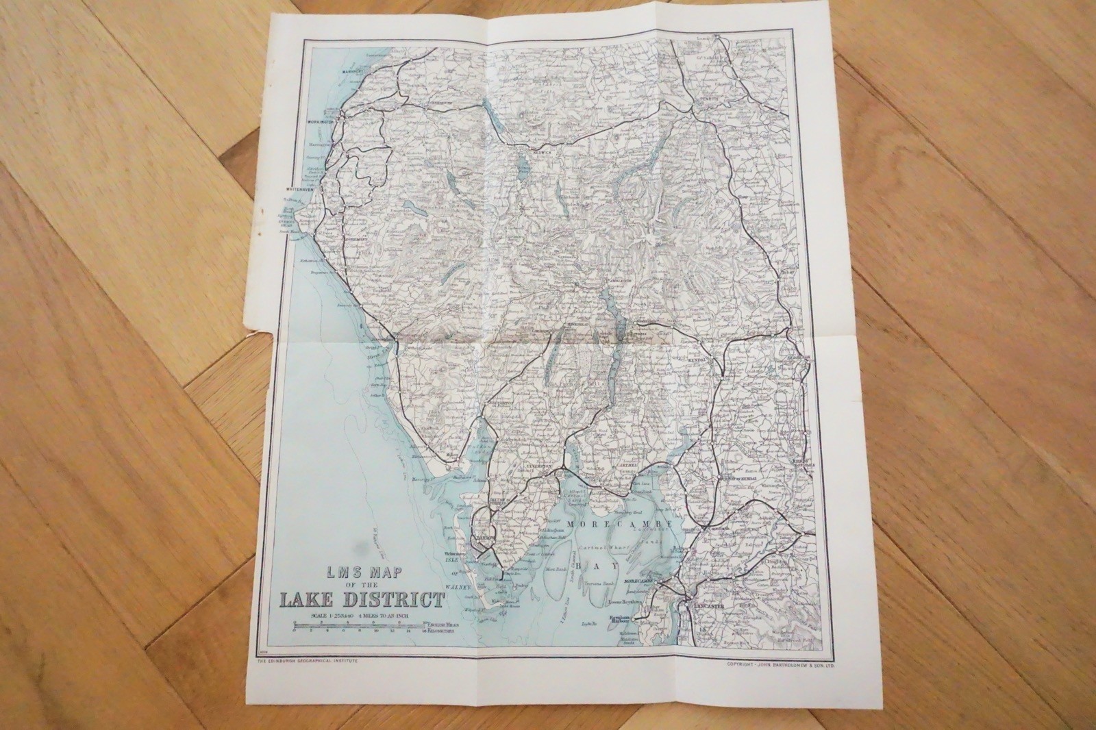 LMS Lake District Railway Map 37cm x 30cm