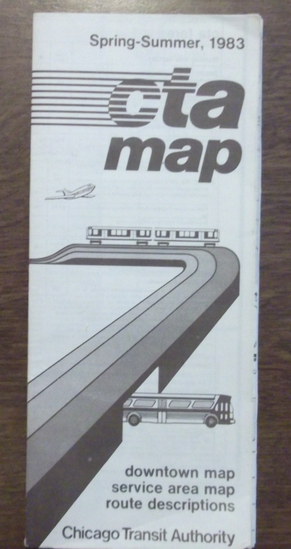 1983 Spring-Summer CHICAGO TRANSIT AUTHORITY CTA ROUTE MAP