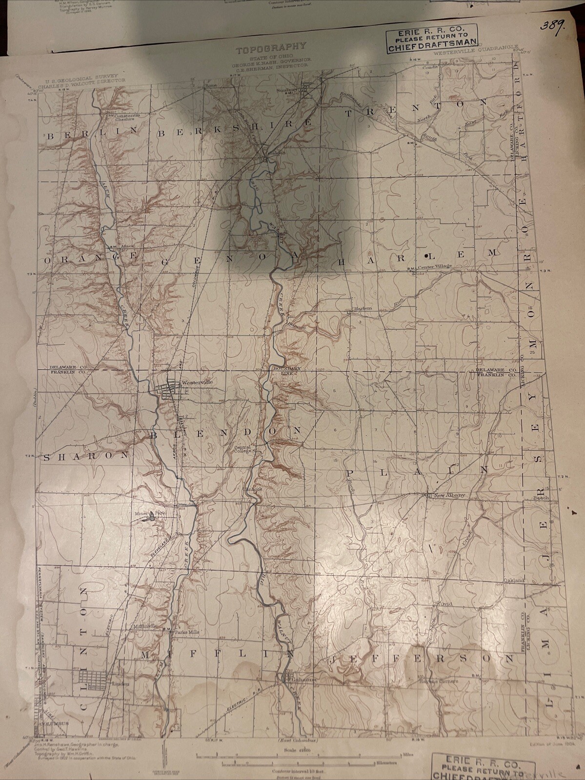 1917 ERIE RR Co Topographic Maps WOOSTER XENIA W COLUMBUS YOUNGSTOWN WESTERVILLE