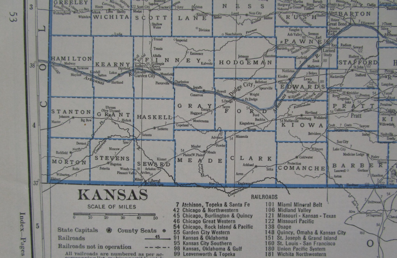 KS KY 1933 KANSAS RAILROAD Map LEAVENWORTH & TOPEKA RR ~or~ KENTUCKY Map. CADIZ