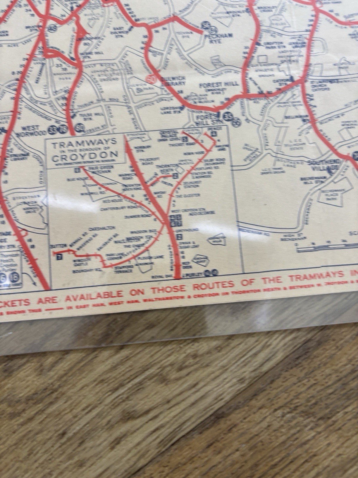 1932 LCC Trams Map Timetable London County Council Tramways Original Nov