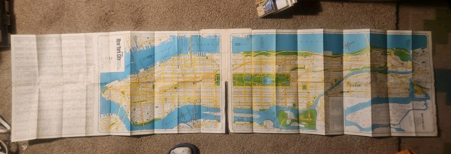 Vintage Hagstrom’s Map of New York Manhattan Street Subway Bus Path RR Bridges..