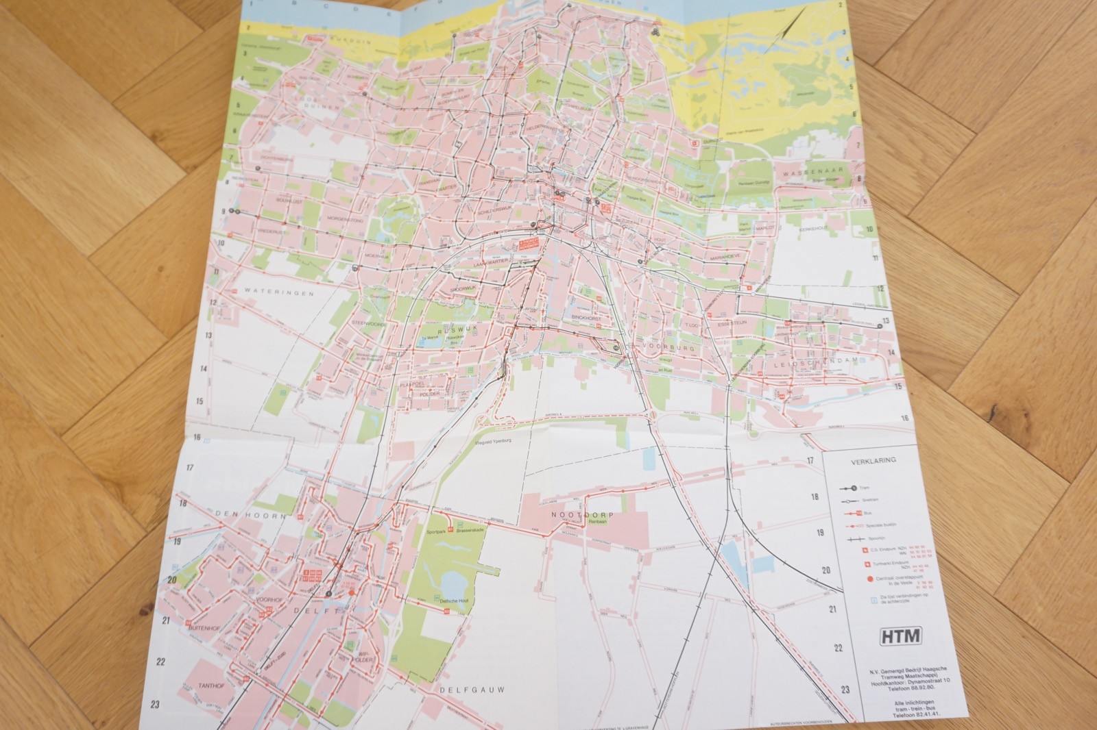 1979 HTM Netherlands Railway Bus Tram Route Map
