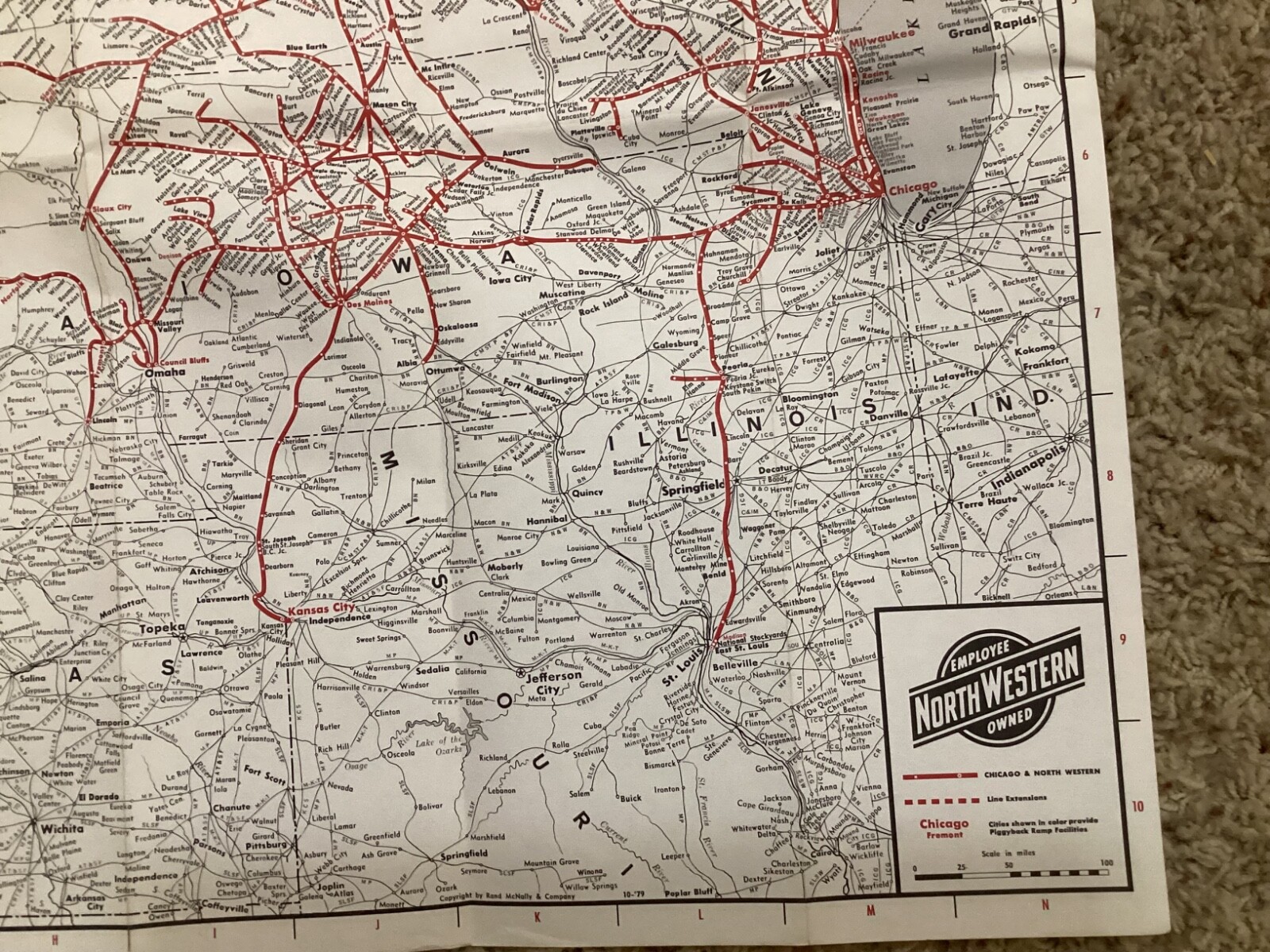 1979 CHICAGO AND NORTH WESTERN TRANSPORTATION COMPANY SYSTEM MAP