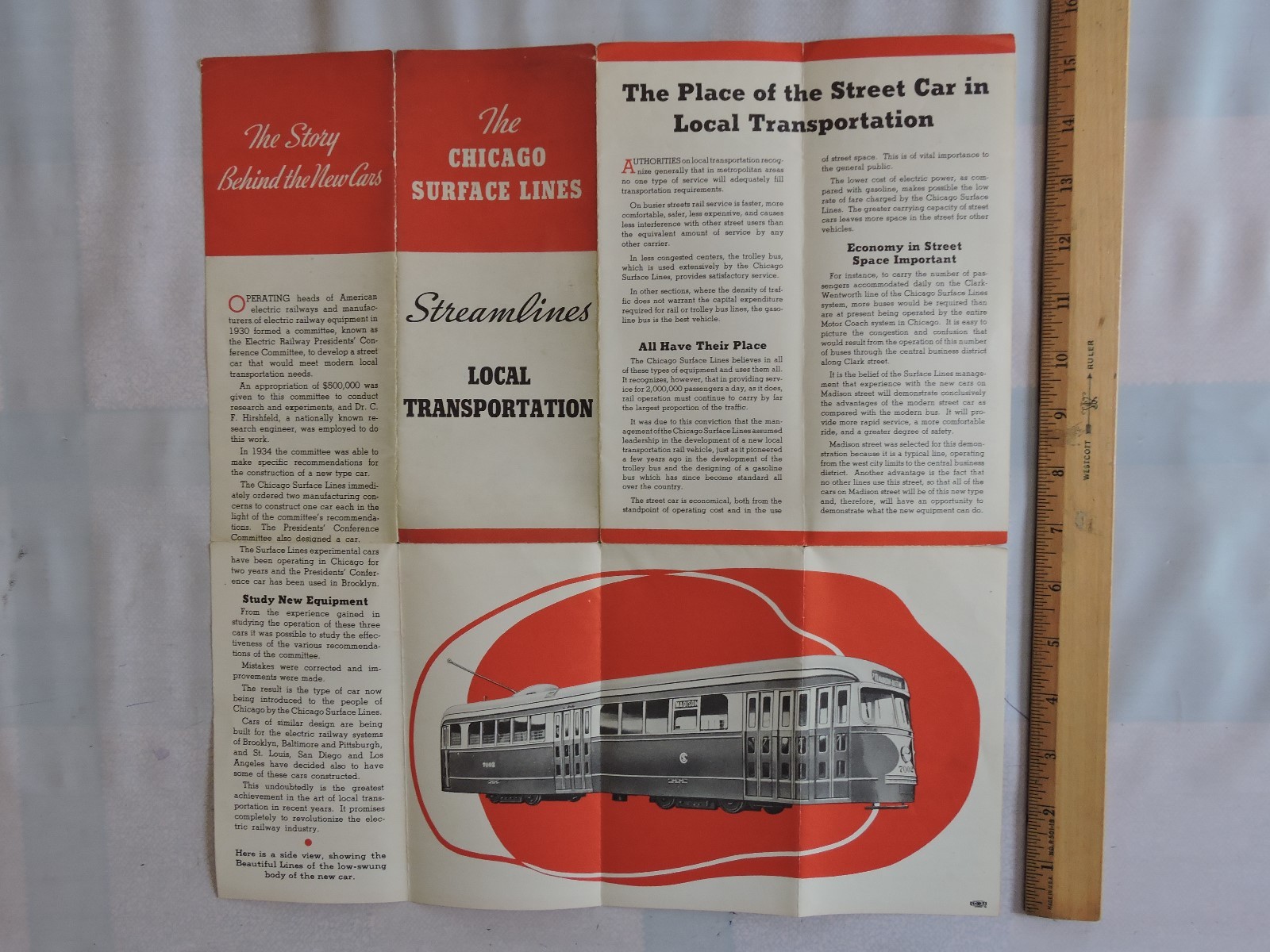 Rare 1936 CTA Chicago Trolley Bus Surface PCC Brochure