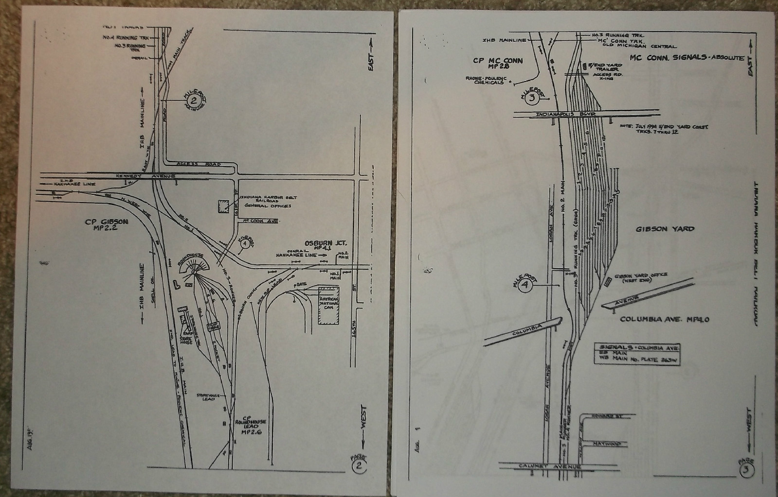 REPRO INDIANA HARBOR BELT IHB 1994 DISPATCHERS TRACK CHART CP UP NS EJ&E IC GTW