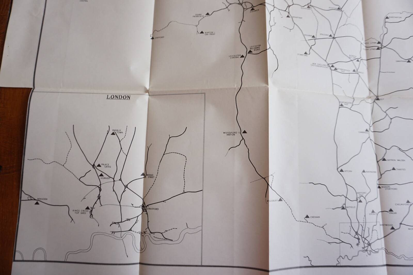 1958 Steam Motive Power Depots Open at 1948 Eastern Region Railway Map
