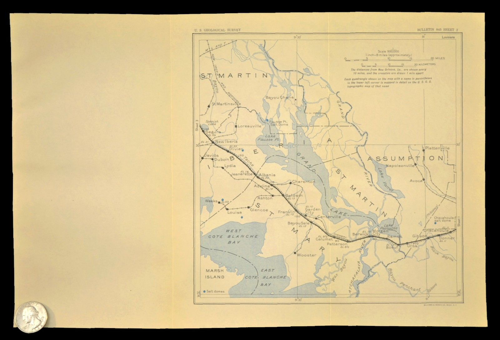 Southern Pacific Railroad Map New Iberia Louisiana Franklin Patterson Jeanerette