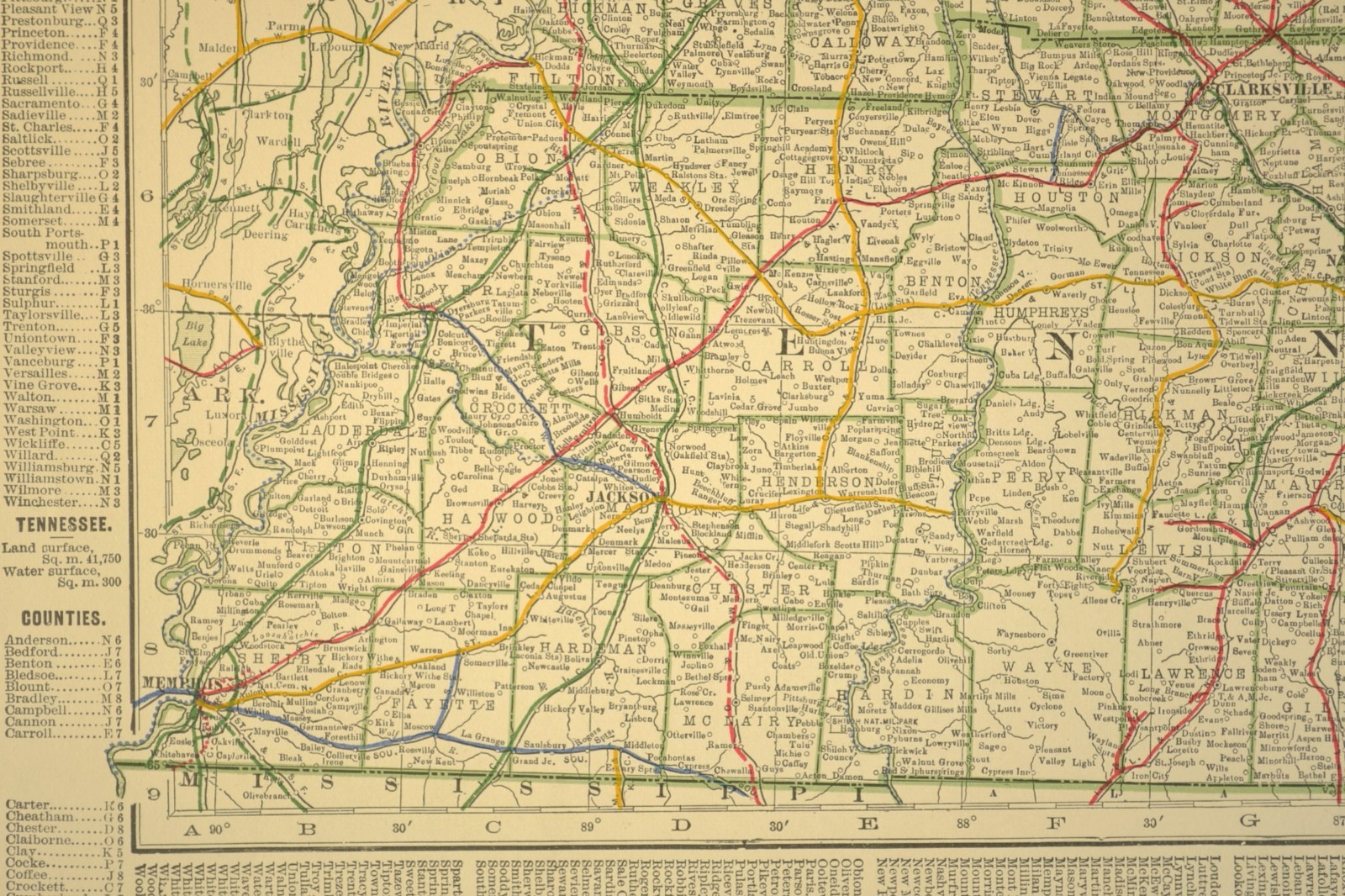 1914 Antique Map of KENTUCKY Railroads Map TENNESSEE ORIGINAL Atlas Map DATED