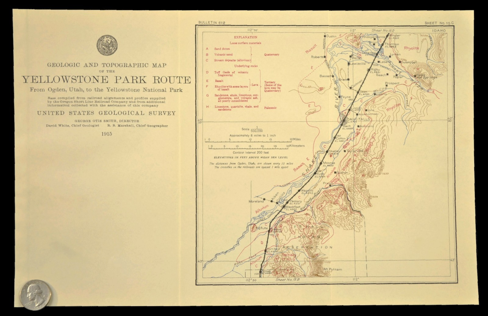 1915 Union Pacific Railroad Map Idaho Falls Ammon Sunnydell Blackfoot Wapello